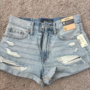 Staple Blue Jean Shorts High-Waisted Distressed